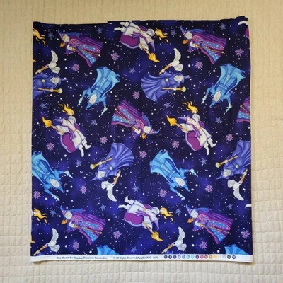 1.5 Yards Blue Wizard Fabric Dan Morris White Owl Wand 54" x 44" Stars Magic - Image 1 of 2