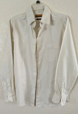 Camisa de Vestir Enzo Súper Suave Italiana 15 1/2 34/35 Crema 100% Algodón Abotonada Foto 1 de 3