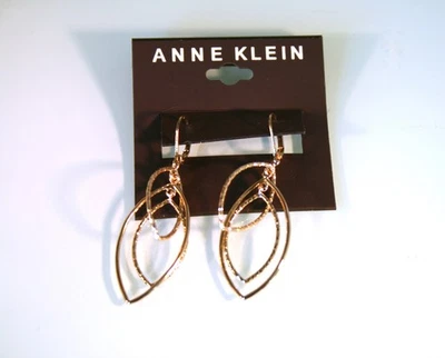 Anne Klein Gold-tone Textured Orbital Drop Earrings 2 1/4" - Image 1 of 2