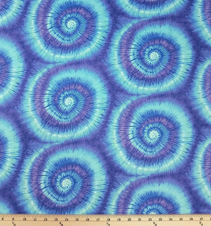 Algodón Remolino Azul Tie-Dye Coloridas Espirales Azul Tela Estampado por Yarda D772.99 Foto 1 de 1