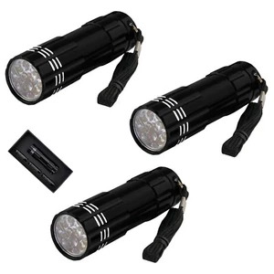 Mellert 3x Taschenlampe 9 LEDs schwarz in Geschenkbox Geschenk Werbeartikel
