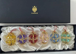 Fabergé Imperial Collection Gold Plated Crystal Egg Ornament Boxed Set of 6 - Picture 1 of 10