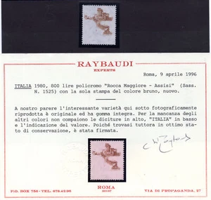 Castelli Lire 800 n. 1525 varietà sola stampa del bruno - Photo 1 sur 1