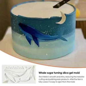Whale & Waves Ocean Theme Silicone Fondant Cake Mould Sugarcraft Icing Tool - Picture 1 of 8