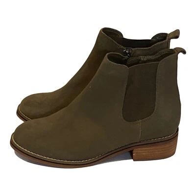 AQUA College Lori Booties Womens 6.5 M Olive Green Waterproof Suede Ankle Boots - Image 1 of 4
