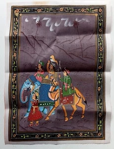 India vintage hand painting on cloth MUGHAL PAINTING 9 x 13 inches - Picture 1 of 1