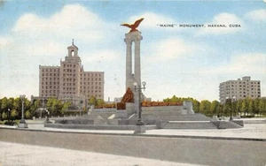 Postcard CUBA: Maine Monument, Havana,  Linen, Posted - Picture 1 of 2