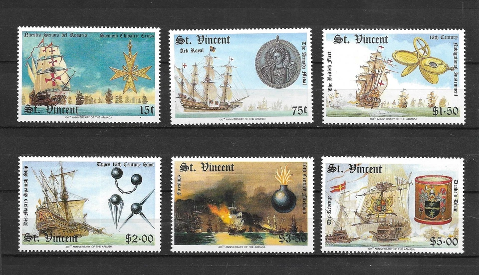 San Vicente 1988 Armada Aniversario, Juego Completo MNH (S809) Foto 1 de 1