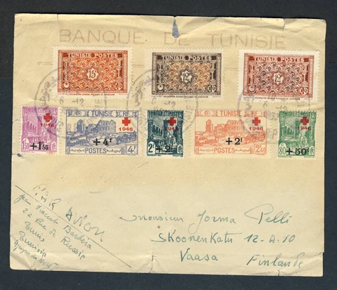 Tunisia 1957 Airmail Cover to Finland Cover