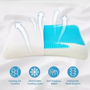 Almohada de espuma viscoelástica de enfriamiento para cama de apoyo talla única cómoda 1 pieza 24 x 16 x 5" - Imagen 1 de 9