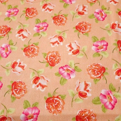 Adele BTY Kensington Quilting Treasures Rosa Verde Floral Naranja Foto 1 de 3