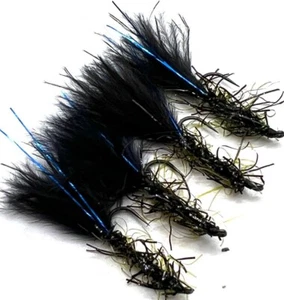 3, 6, 8 or 12 Blue Flash Black damsels Trout fishing flies BARBED/BARBLESS 10/12 - Picture 1 of 1
