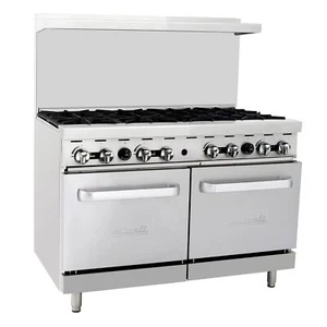 Migali C-RO8B-NG 8 Burners 48" Gas Restaurant Range w/ (2) Space Saver Ovens,... - Picture 1 of 1
