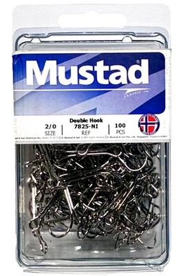 Mustad 7825-NI Gancho Doble Tamaño 2/0 Níquel Paquete de 100 unidades Foto 1 de 4