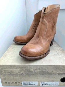 Bed Stu Xena Ankle Boots Womens 8.5 Tan Rustic Cobbler Booties Leather Lace Back - Picture 1 of 16