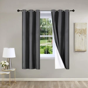 2PC Insulated Foam White Lined Blackout Grommet Window Curtain Panels KK92 new - Picture 1 of 58