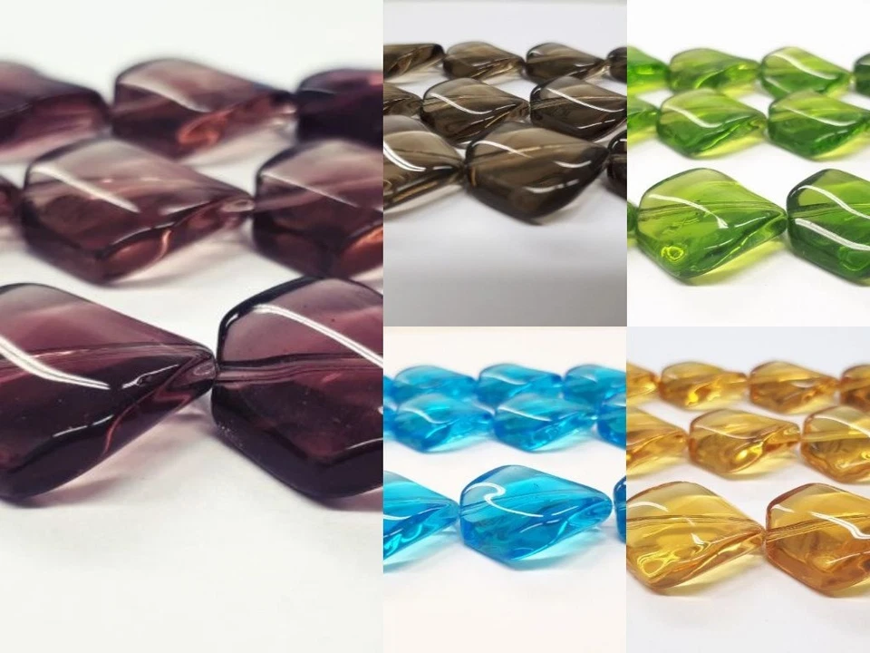 Glas Rechteck Twist, Perlen, Schmuck, Kette, Armband, Steine Deko, GW15-19 - Bild 1 von 1