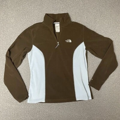 Suéter feminino The North Face pequeno 1/4 zíper TKA 100 lã marrom lã azul - Imagem 1 de 4