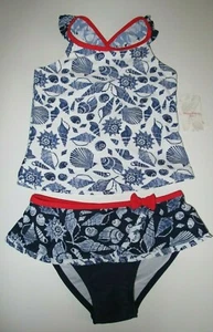 Tommy Bahama Little Girl's 2 Pc Tankini Swimsuit Blue White Red 4/5/6 - Picture 1 of 2