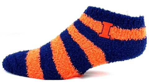 Illinois Fighting Illini Orange & Blue Striped Fuzzy Sleep Socks Cover