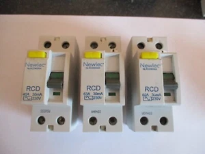 NEWLEC NLRCD RANGE 40 63 80 AMP 30mA RCD CIRCUIT BREAKERS - Picture 1 of 2