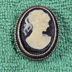 Black & White Resin Cameo Button Cover  - Picture 1 of 6