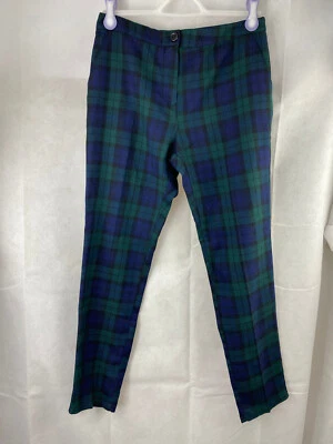Pantalone tartan blu verde UK 10 sigaretta affusolato caviglia retrò anni 50 - Immagine 1 di 4