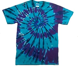 Camiseta Tie tye todas las tallas, azul y púrpura espiral hecha a mano en el Reino Unido. - Imagen 1 de 9