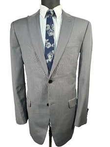DKNY Mens Gray ATHLETIC FIT Wool PEAK LAPEL Sport Coat Blazer Jacket 40L - Picture 1 of 9