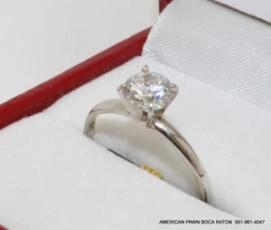 10K White Gold White Round CZ Classic Four Prong Engagement Ring Size 7 1/2 - Picture 1 of 11