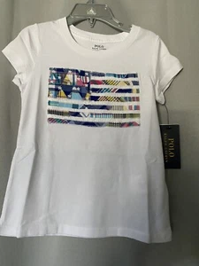 Polo Ralph Lauren Toddler Girls Madras-Flag Jersey T-Shirt Size 5 - Picture 1 of 7
