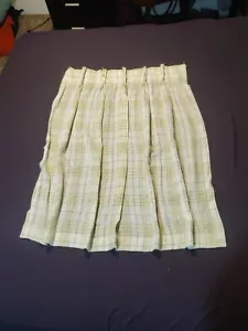 1970s Sears Perma Prest 24” Café Curtain Panels White Green Yellow Brass - Picture 1 of 8