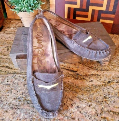 Sam Edelman Womens Driving Loafer Moccasins 6 M Jones Cocoa Leather Yellow - Image 1 of 4