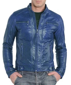 Herren 100% Echtleder Jacke Echtleder weiches Lammfell Mantel Jacke - Bild 1 von 6