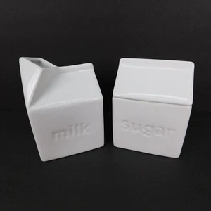 BIA Int'l Cordon Bleu MILK CARTON CREAMER AND SUGAR BOWL 4" Tall X 2.75" Wide - Picture 1 of 16