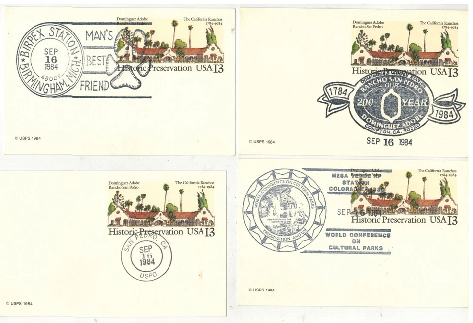 UX104 CALIFORNIA RANCHOS HISTORIC PRESERVATION SET OF 4 DIFF UNOFF PICTORIAL CXL - Image 1 of 1
