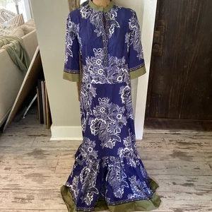 etro Bandanna Bouquet Maxi Dress 100 Percent Cotton Size 50 Us 14 Euc - Picture 1 of 22