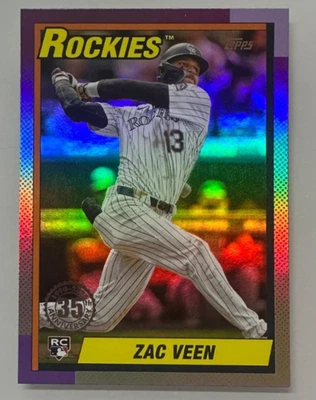 2025 Topps Update Zac Even RC 1990 35th Anniversary Foil #U90-34 Rockies - Image 1 of 2