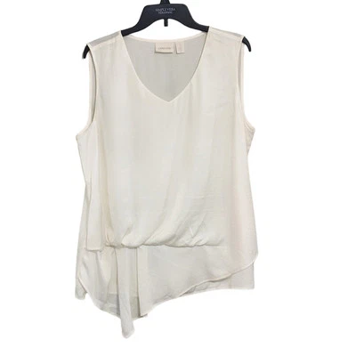 Chico's Marfil Sin Mangas Top Cuello en V Asimétrico Elegante Talla 16 Foto 1 de 4