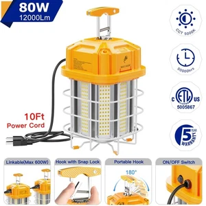 80W LED Temporary Work Light Linkable Hanging Lamp Constructions Lighting 5000K - Picture 1 of 11