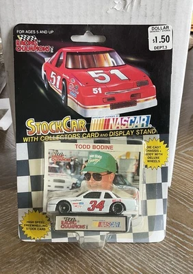 Stock Car Champions Todd Bodine 1991 fundido a presión con soporte de exhibición y tarjeta Foto 1 de 3