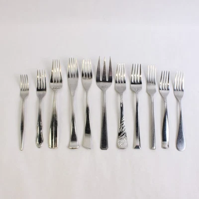 Lot of 11 Mismatched Flatware Stainless Steel Forks Various Types - Image 1 of 4