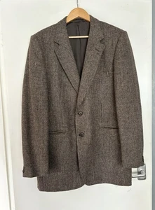 St Michael M&S Vintage Blazer Jacket Brown Pure New Wool 41-42” Long - Picture 1 of 7