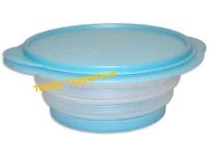Tupperware FlatOut Expandable Bowl 4 Cup Round Aqua Blue NOS ❤️ - Picture 1 of 3