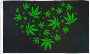 MJ Love (Black) 3x5ft Poly Flag Legalize Marijuana Weed Dispensary Dorm Flag - Picture 1 of 4
