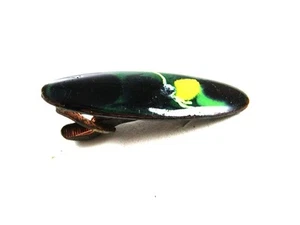 1940- 1960's Black Green Yellow Enameled Copper Tie Clasp 72414 - Picture 1 of 3