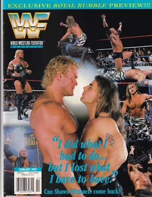 Shawn Michaels Sid February 1998 WWF Wrestling Magazine WWE Jerry Lawler Poster - Image 1 of 4