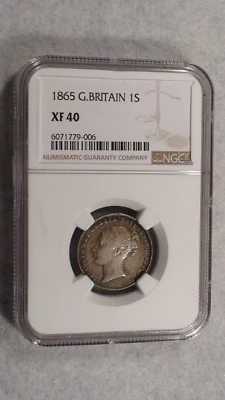 1865 Great Britain Shilling NGC XF40 SILVER 1S Coin PRICED TO SELL! - Image 1 of 4