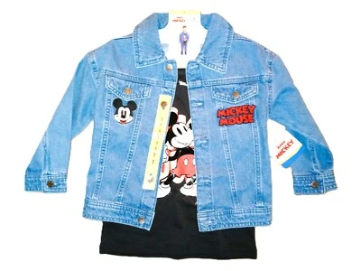 SIZE 5--DISNEY Mickey Mouse Denim Jacket & Short Sleeve T-shirt: NEW WITH TAGS - Image 1 of 4