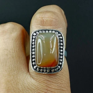 Proposal Women's Ring Natural Moss Agate Cushion Gemstone 925 Sterling Silver - Picture 1 of 5